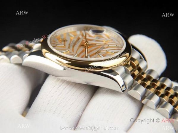 2021 New Rolex Datejust Gold Palm dial Domed bezel Gold Jubilee Watch 3