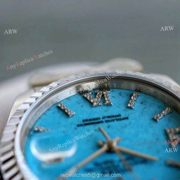 New Rolex Day Date Turquoise Roman Dial M128238 Stainless Steel Copy Watch 36mm 3