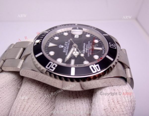 Replica Rolex Stainless Steel Black Face Mens Submariner Watch 16610 4