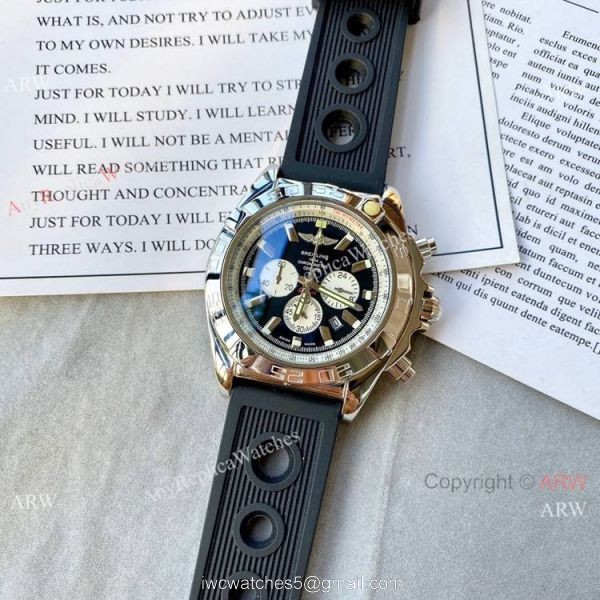 Clone Breitling Chronomat B01 Watch BlackYellow Rubber Strap 4