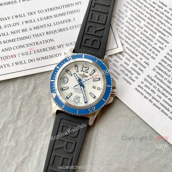 Breitling Superocean II 46mm Watches Blue Dial Blue Rubber Strap 4