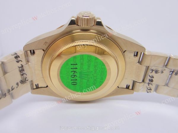 Classic Model Replica Rolex Submariner Blue bezel Yellow Gold Watch 4