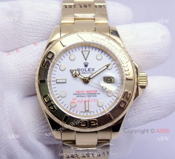 Rolex All Gold White Face Yacht-master watch 4