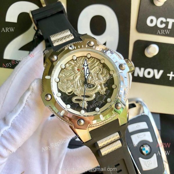 Best Replica Invicta Dragon Stainless Steel Rubber Strap Watch 4