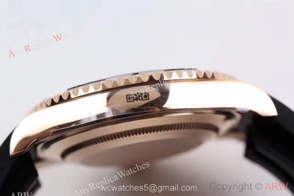 Replica Rolex Yachtmaster Watch Everose Gold Black Rubber Clone ETA2836 4