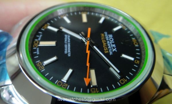 Replica Rolex Milgauss Watch SS w/ Green Crystal Men Watch 40MM 4