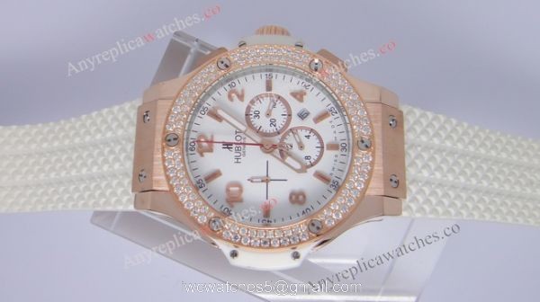 Replica Hublot watch BIG BANG GOLD WHITE DIAMONDS 41mm 4