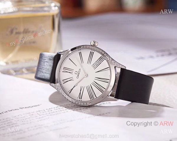2018 Replica Omega De Ville Tresor White MOP Dial Watch Womens Size 4