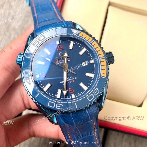Replica Omega Seamaster Planet Ocean 600m Watch Rose Gold Brown Dial 4