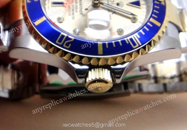 Classic Model Rolex 2-Tone Silver Diamond Face w/Blue Bezel Mens Watch 4
