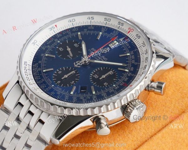 Super Clone Breitling Navitimer 01 Valjoux 7750 Watch Stainless Steel Blue Dial 4