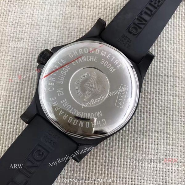 Fake Breitling Colt Skyracer Black Steel Case Automatic Movement Black Rubber Strap Watch 4