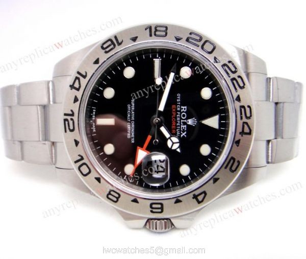 NEW UPGRADED Replica Rolex Explorer II GMT Watch Stainless Steel Black 42mm 4