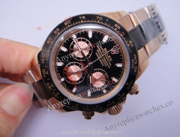 Replica Rolex Daytona Rose Gold Case Black Face Watch for Perfect Gift 4
