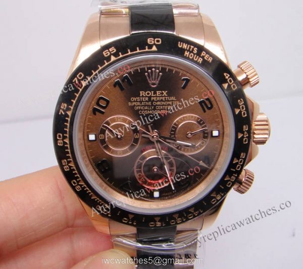Rose Gold Rolex Daytona Chocolate Replica Watch Arabic Markers 4