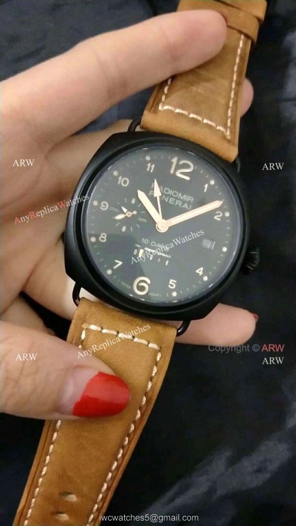 New Copy Radiomir 10 Days GMT Panerai Watch Black Case Orange Arabic 4