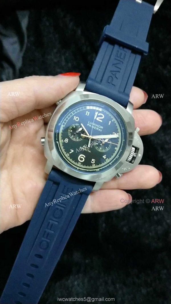 Panerai Luminor PCYC Chrono SS Blue Face Watch Replica 4