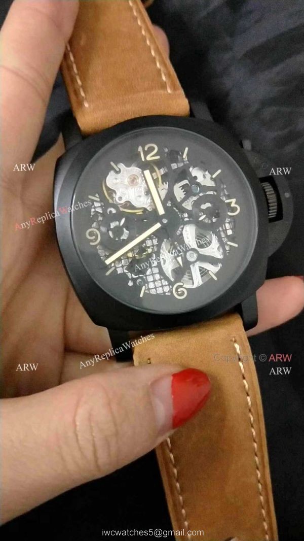 Panerai Radiomir Tourbillon GMT Skeleton PAM348 Watch Black Case Best Copy 4