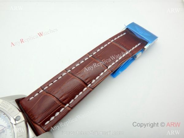 Replica Breitling Super Avenger II White Dial Brown Leather Band Watch 4