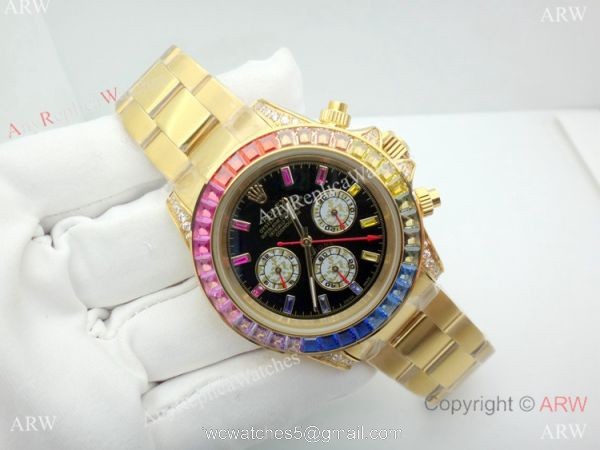 Rolex Rainbow Replica Watch 40mm Yellow Gold Automatic Movement 4