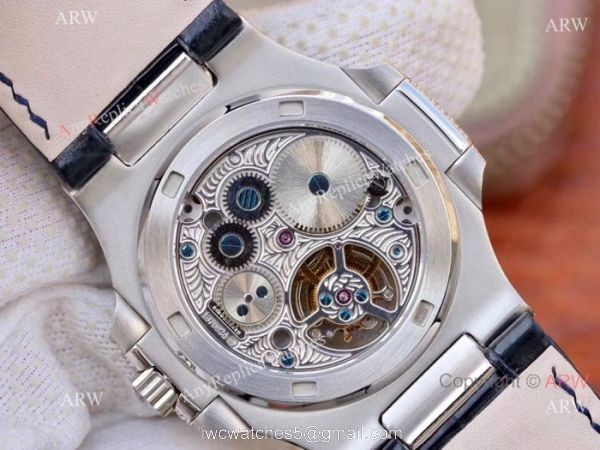 Swiss Replica Patek Philippe Nautilus Jumbo R8 Ice Out Watch Blue Dial 4