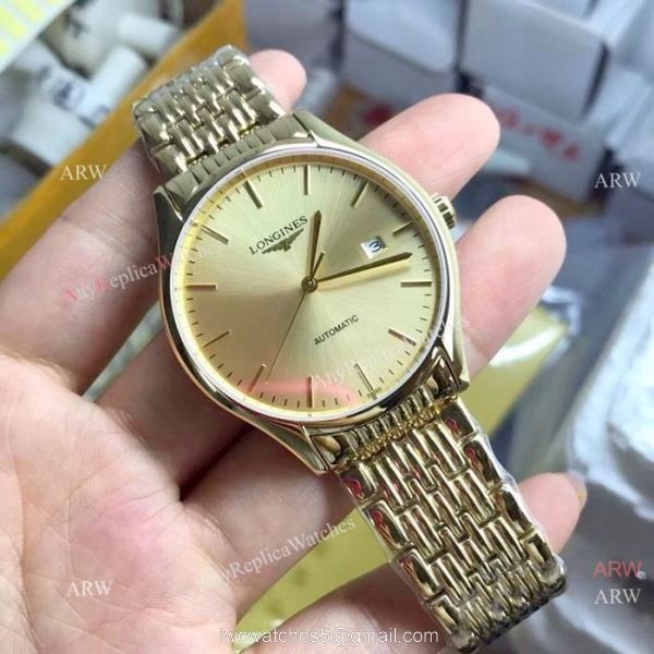 Swiss Replica Longines 39mm Watch All Gold Sapphire crystal 4