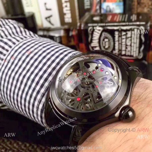 Replica Corum Skeleton Bubble Squelette Watch Black Case Silver Dial 4