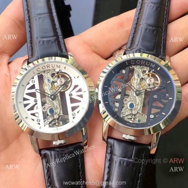 Replica Corum Skeleton Golden Bridge SS White Watch AAA Quality 4