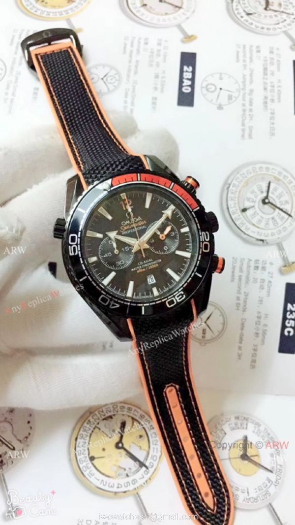 Best Copy Omega Planet Ocean 600m Chronograph Watch Red Black Bezel 4