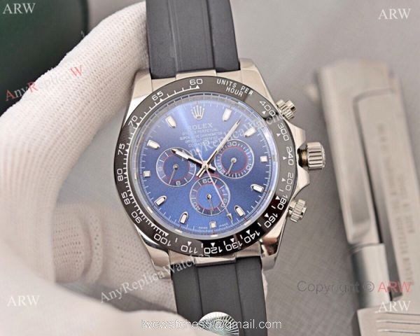 Best Quality Rolex Daytona Blue Dial Replica Watch Rolex Daytona Rubber Strap 4