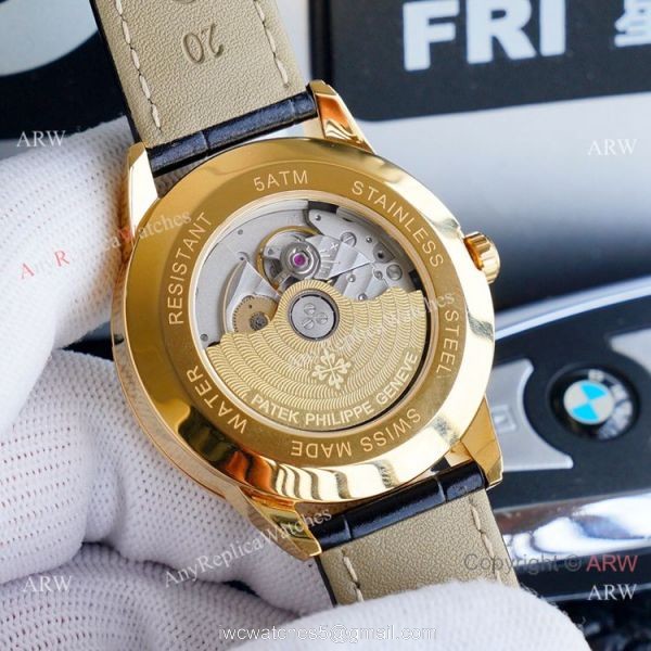 Swiss Patek Philippe Geneve Complications Moonphase Watches Gold Dial 4