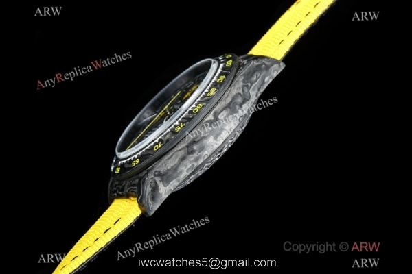 New! TW Factory Rolex Diw Carbon Daytona Swiss 7750 Copy Watch Yellow Fabric Leather Band 4