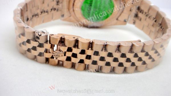 Rose Gold Rolex Datejust Diamond Bezel White Face Watch 4