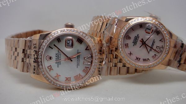 Rose Gold Rolex Diamond Bezel Replica Watch Datejust Ladies Size 4