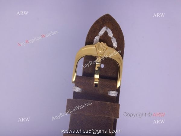 Replica Rolex Yachtmaster Yellow Gold Case Leather Strap Watch 4