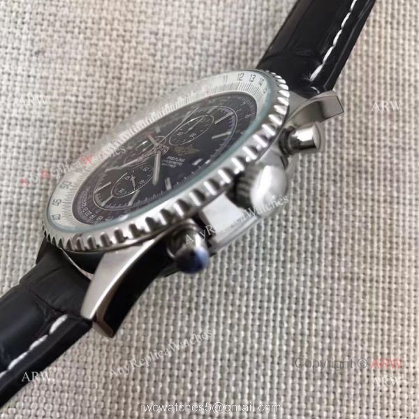 Breitling Navitimer World GMT 46mm Black / Black Leather Stainless Steel Watch 4