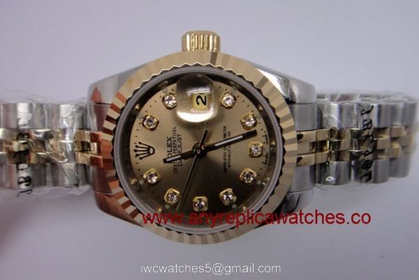 Copy Rolex Datejust Watch Two Tone Gold Dial For Women Size 4