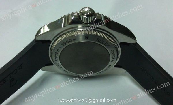 Sports Rolex Deepsea 44mm Replica Watch and Black rubber watchband 4