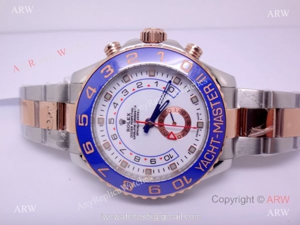 2-Tone Rose Gold Rolex Yacht-Master II Watch Blue Ceramic w/ Countdown Function 4
