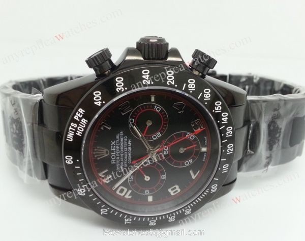 Rolex All Black Daytona Black Face Arabic Markers Red lines 4