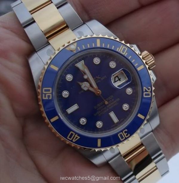 NEW UPGRADED Rolex Submariner Watch 2-Tone Blue Diamond Ceramic Bezel 4
