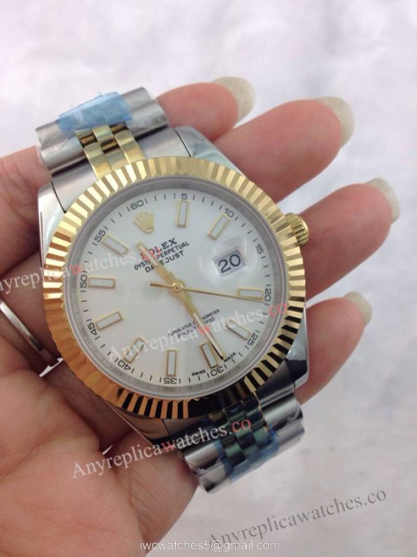 Two Tone Rolex Jubilee Band Datejust II Mens Watch White Face 4