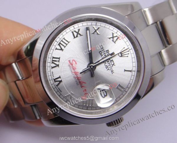 Rolex Datejust Stainless Steel Oyster Band Silver Roman Face Replica Watch 4