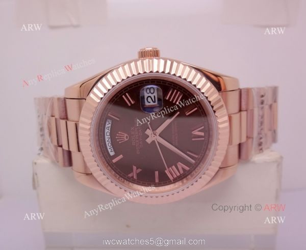 AAA Replica Rolex Day-Date Chocolate Face Watch New 40mm Case 4
