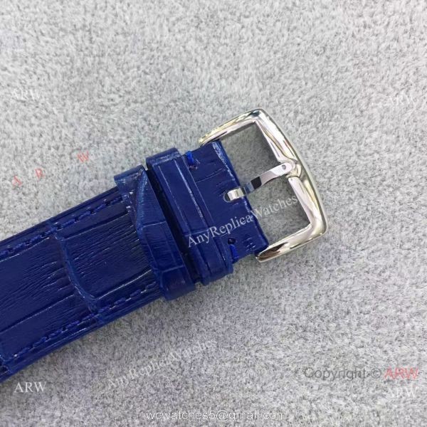 Replica Franck Muller Master Square SS Diamond Bezel Watch Blue Strap 4
