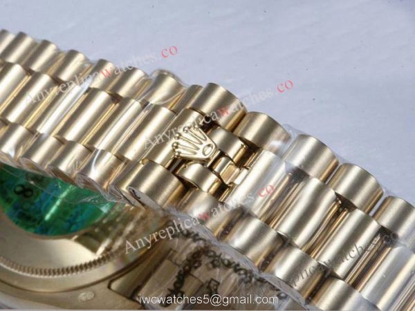 Copy Rolex Gold DayDate Watch Diamond Bezel Gold Face 4