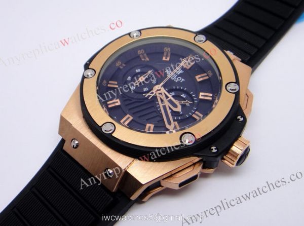 Hublot KING POWER Replica Watch 48mm Rose Gold and Black Rubber 4