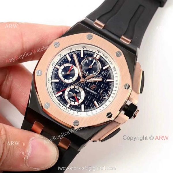 Audemars Piguet Royal Oak Offshore Replica Watch Black Case Rose Gold Bezel 4