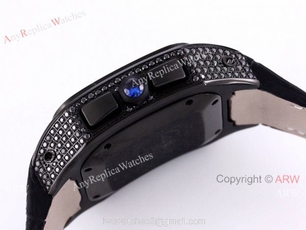 Cartier Santos Black Diamond White Dial 45mm Watch VK Chronograph 4