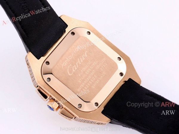 Knockoff Cartier Santos Chronograph Watch Rose Gold Diamond 45mm 4